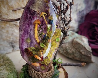 Handmade Lily Leaf Resin Decor: Miniature Mushroom Forest