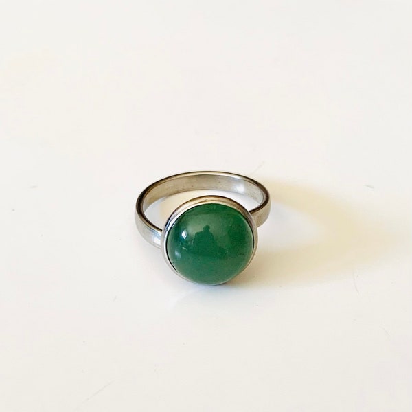 Groene Aventurijn ring, edelsteen ring, statement sieraden, cadeau voor haar onder de 20, verstelbare ring, handgemaakte sieraden ringen