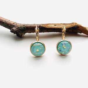 Gold Leaf earrings, statement jewelry, Gold Fleck, Leverback Earrings, Christmas gift for her under 20,