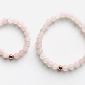 Rose Quartz Self Love, Jewelry gift, Matching Bracelets, Mommy and Me bracelets, Mother and Daughter, back to school bracelet set