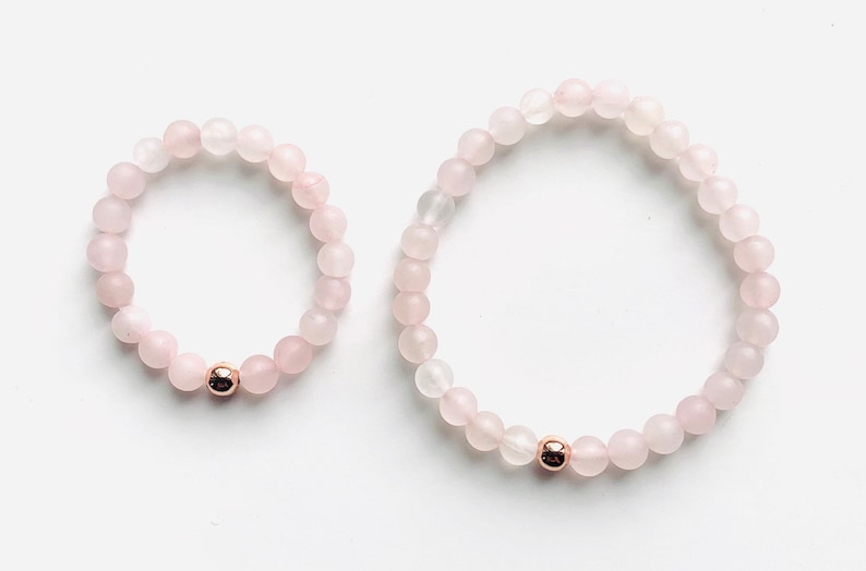 Mommy and Me bracelets Mother and Daughter Jewelry gift Self Gift Mother\u2019s Day gift Matching Bracelets Rose Quartz Self Love