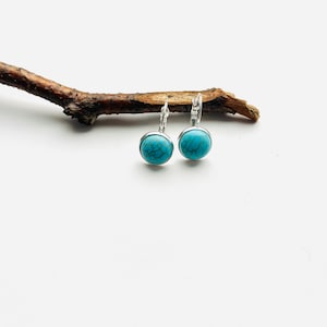 Turquoise earrings, dangle earrings, December birthstone, gemstone jewelry, anniversary gift for wife, birthday gift for her under 20