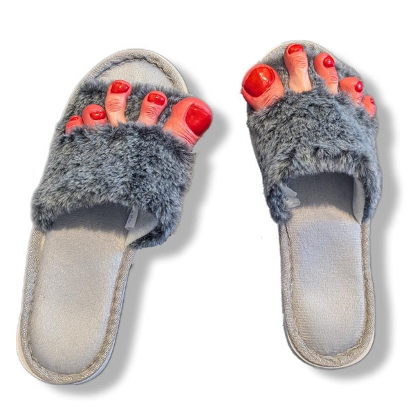 Zapatillas novedosas para los pies, escultura de dedos del pie: regalo peculiar y extraño, regalo inusual, escultura de arte, zapatillas divertidas, escultura de arte extraña, amante de los pies