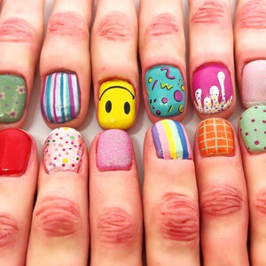 Handmade Polymer Clay Finger Keychain: Painted Nail Art