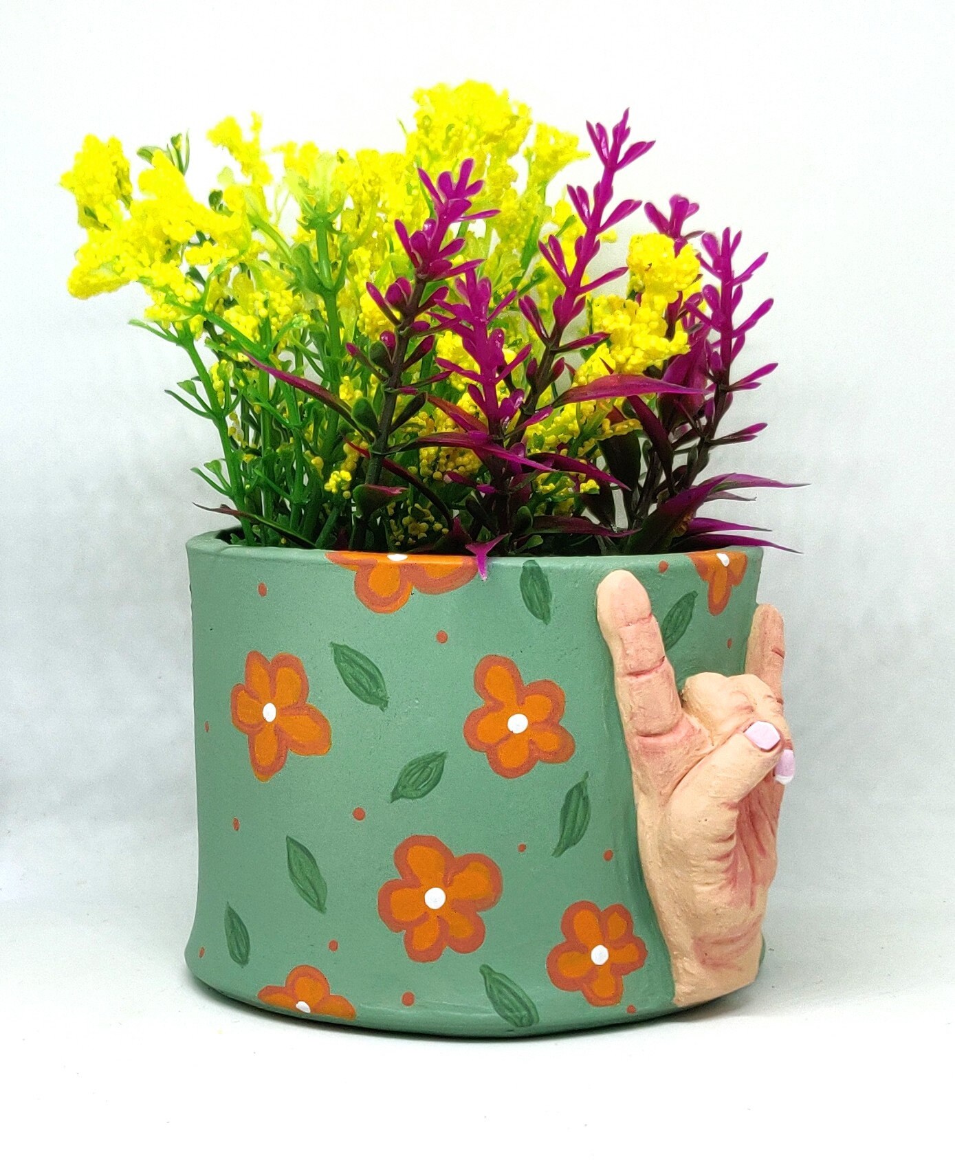 Rock on hand pot Quirky small plant pot weird pottery Etsy