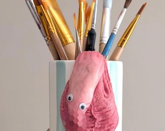 Googly eyes penis pot - Quirky small brush holder pot, weird gift, unusual gift for people, gifts for odd, art sculpture,dick pot, funny pot