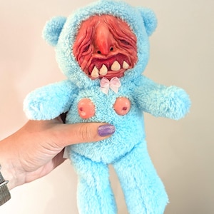 Creepy Bear Art Sculpture: Weirdcore Plush Teddy, Nightmare Fuel Gift