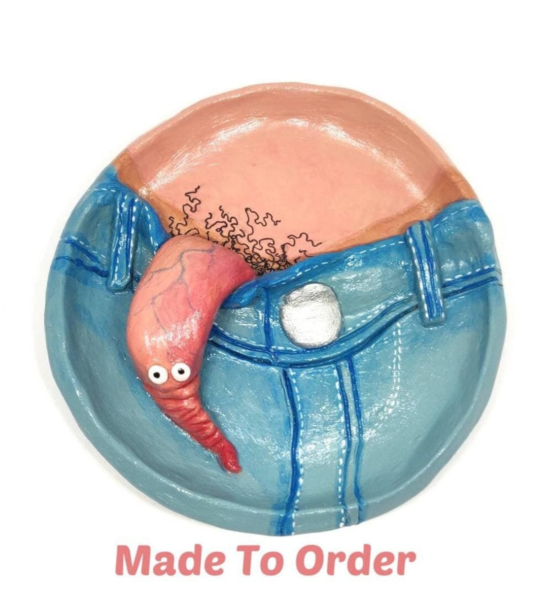 Worm Penis Trinket Dish Naughty Gifts for Fun People Weird image