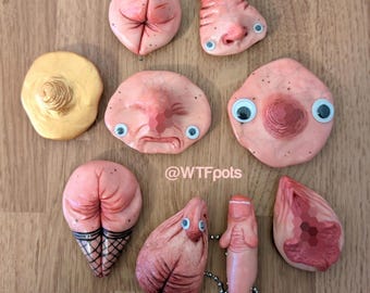 Naughty fridge magnet , art sculpture, weird magnet, vulva art, funny fridge magnets, kinky, rude, bum