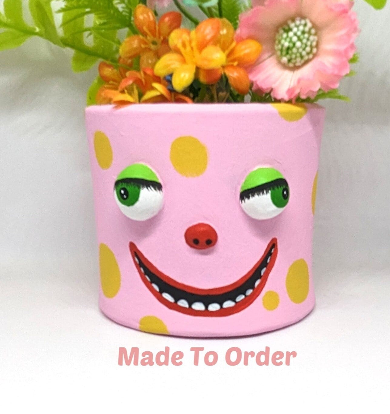 Mr Blobby Planter: Quirky Face Pot, Weirdcore Decor - Etsy