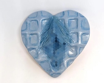 Blue waffle vulva fridge magnet/custom, vagina pendant, brooch , art sculpture, weird magnet, vulva art, vagina art,body positivity