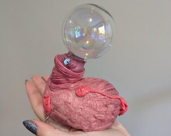 Blowing bubbles Polymer Clay Chode Ornament: Weird Art Sculpture, Quirky Gift, bubble gum