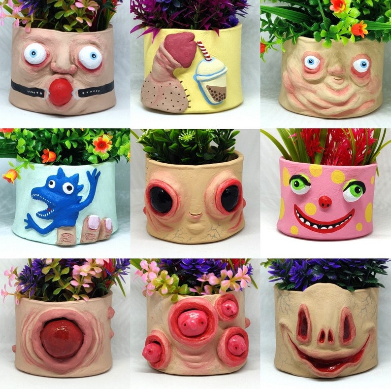 Custom Plant Pot Cute Quirky Small Plant Pot Weird Etsy