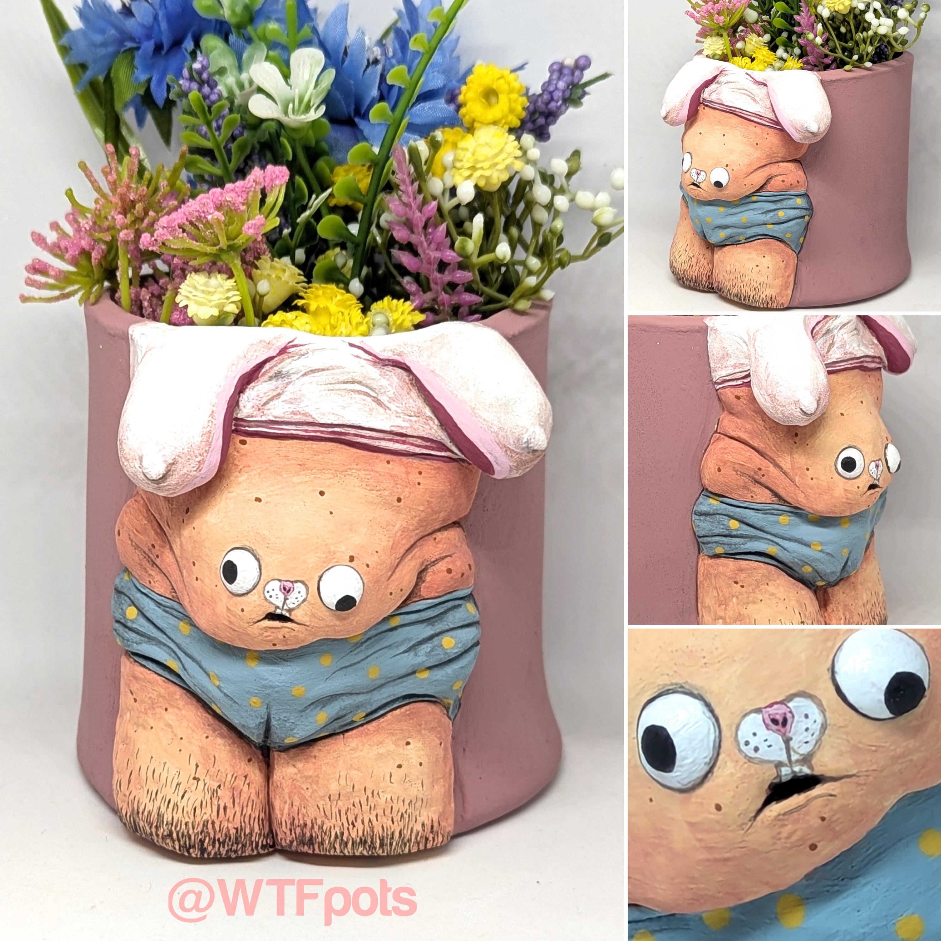 Body Bunny Plant Pot: Quirky Air Dry Clay Sculpture - Etsy