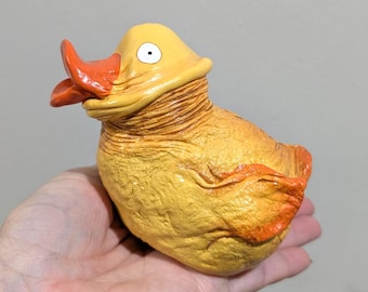 Rubber Dicky, Clay Chode Ornament: Weird Art Sculpture, Quirky Gift, funny duck gift