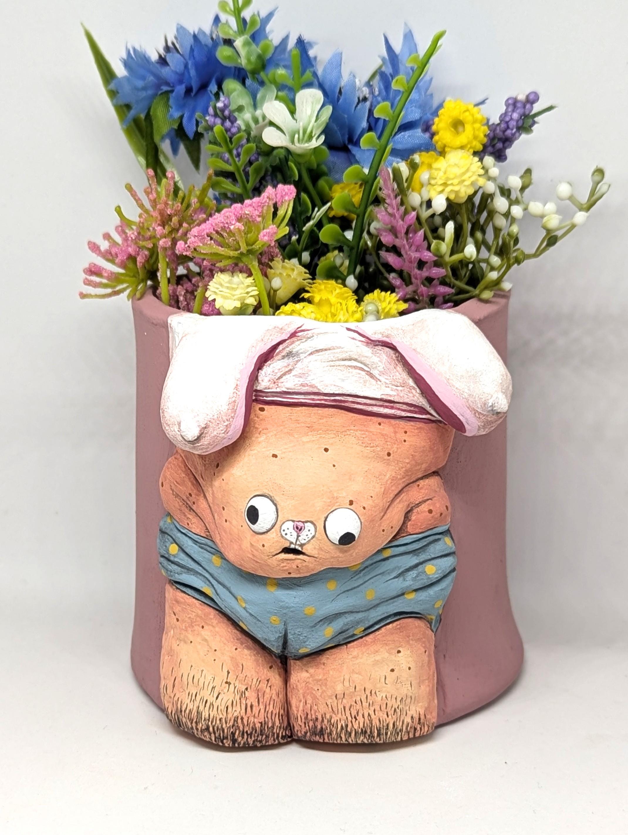 Body Bunny Plant Pot: Quirky Air Dry Clay Sculpture - Etsy