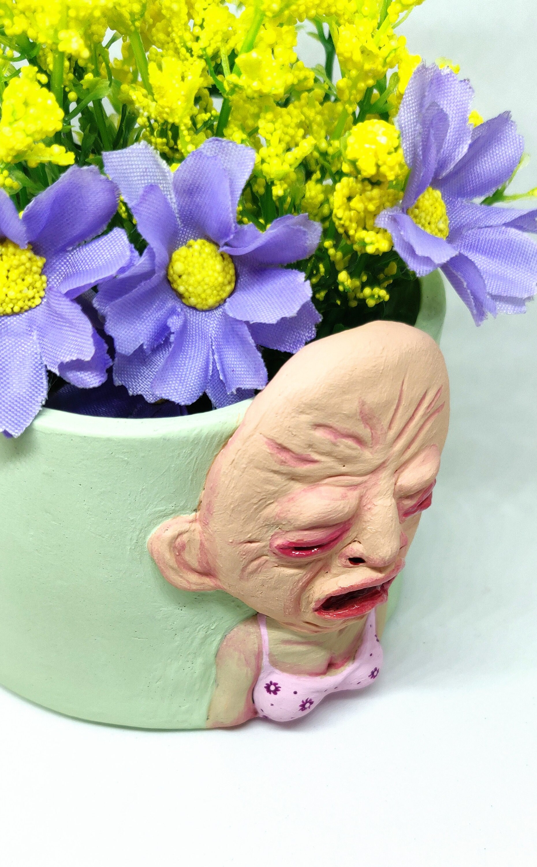 Crying Baby Mask Quirky small plant pot weird pottery | Etsy