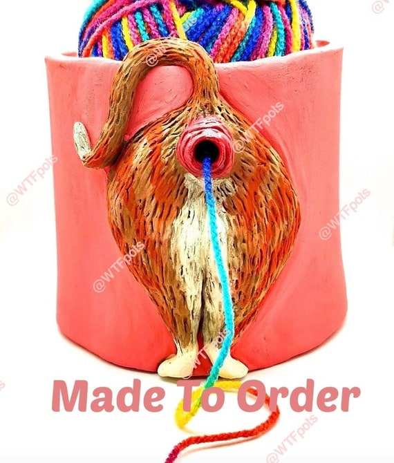 Ceramic Cat Yarn Bowl for Knitting and Crocheting. This Decorative Wool  Holder/Yarn Organizer Makes a Great Gift for Crochet Lovers. (Cat)