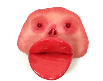 Lippy Larry Fridge Magnet: Handmade Polymer Clay Weird Face Art