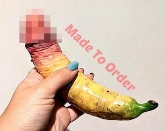 Handmade Polymer Clay Banana Ornament: Weird Art Sculpture