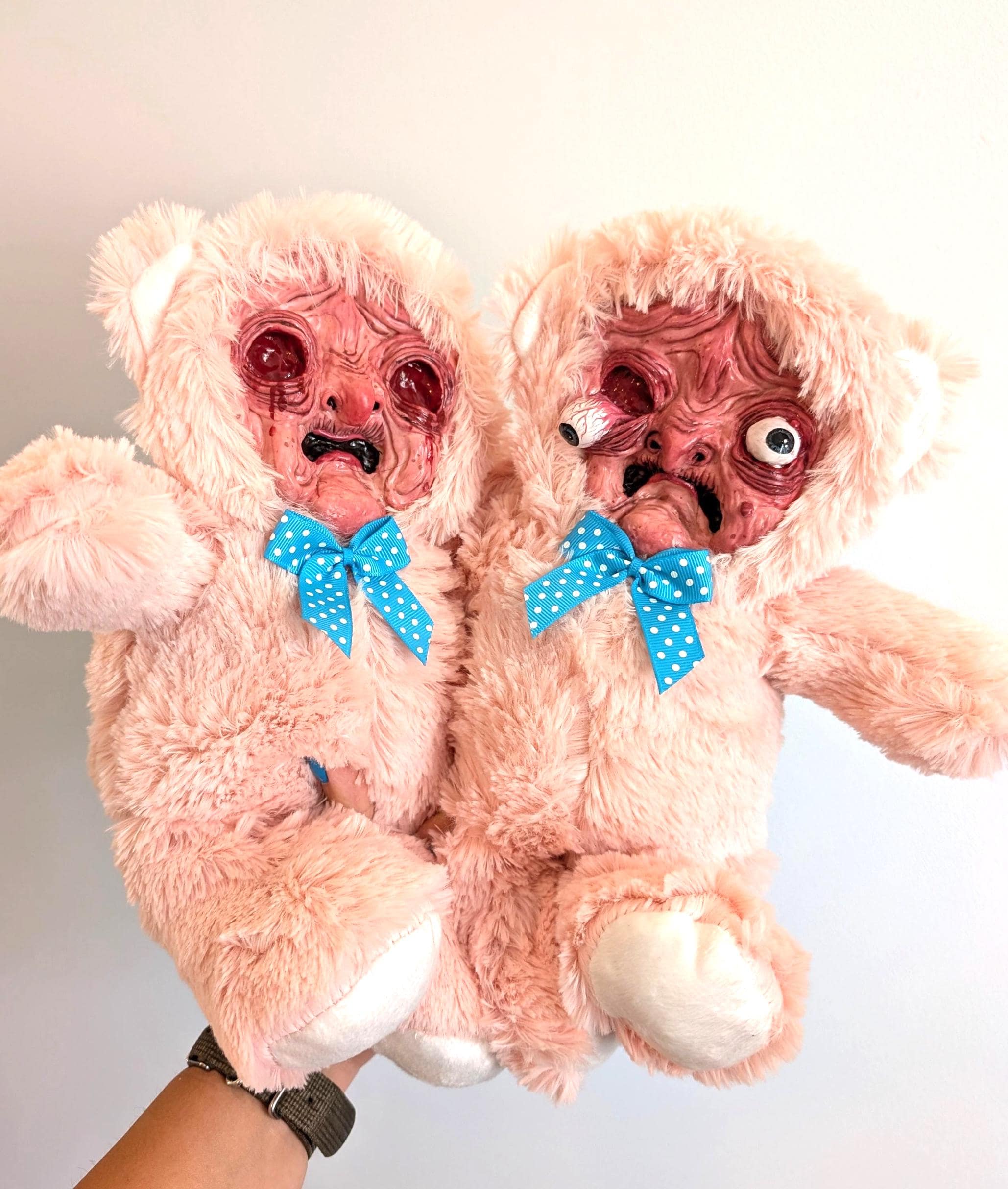 Creepy Pink Bear Art Sculpture: Horror Crazed Old Man Plush - Etsy