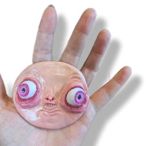 Weird Derp Face Magnet: Handmade Polymer Clay Art Sculpture