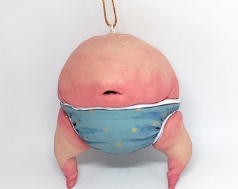 Belly hanging ornament - Quirky small weird gift, unusual gift, art sculpture, funny weird weird decoration, pants