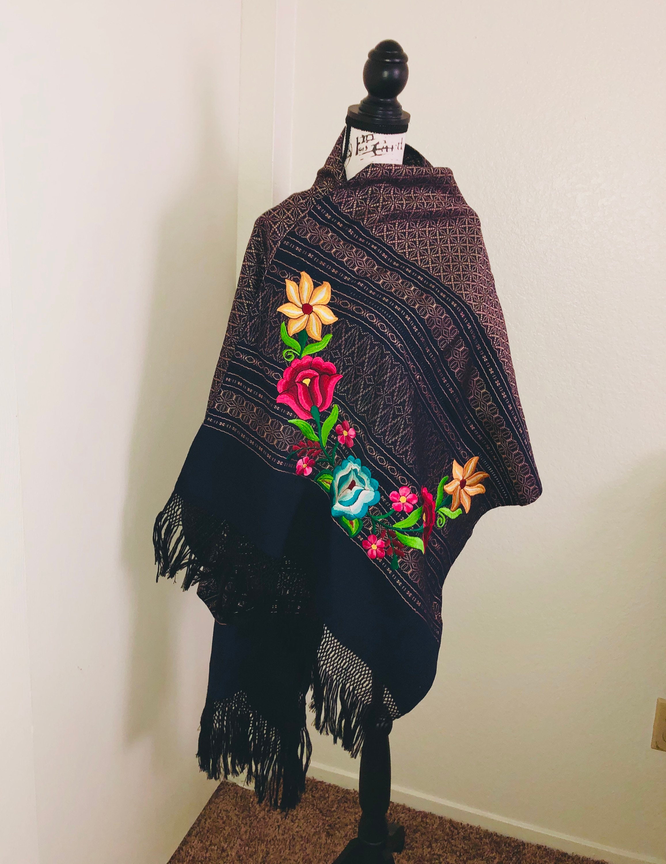 Mexican Embroidered Shawl Rebozo Etsy