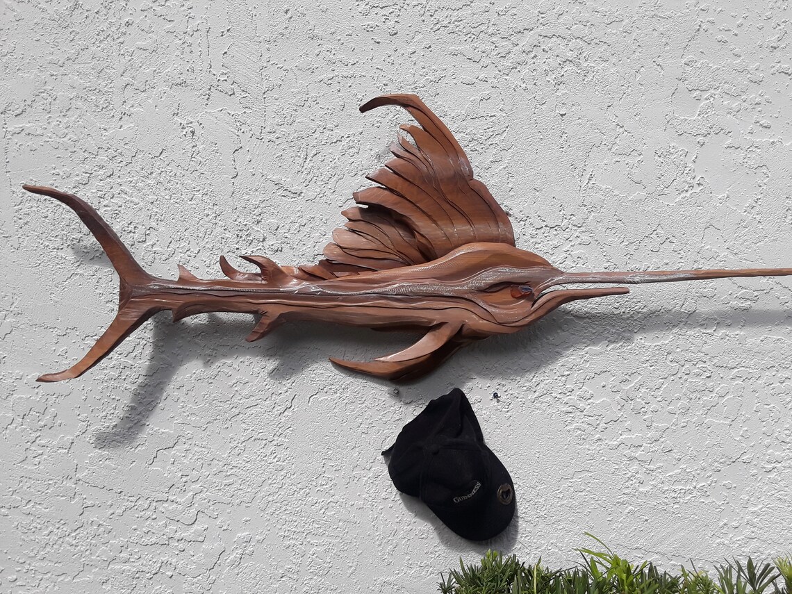 Sweet Chocolate Sailfish Wood Carving | Etsy