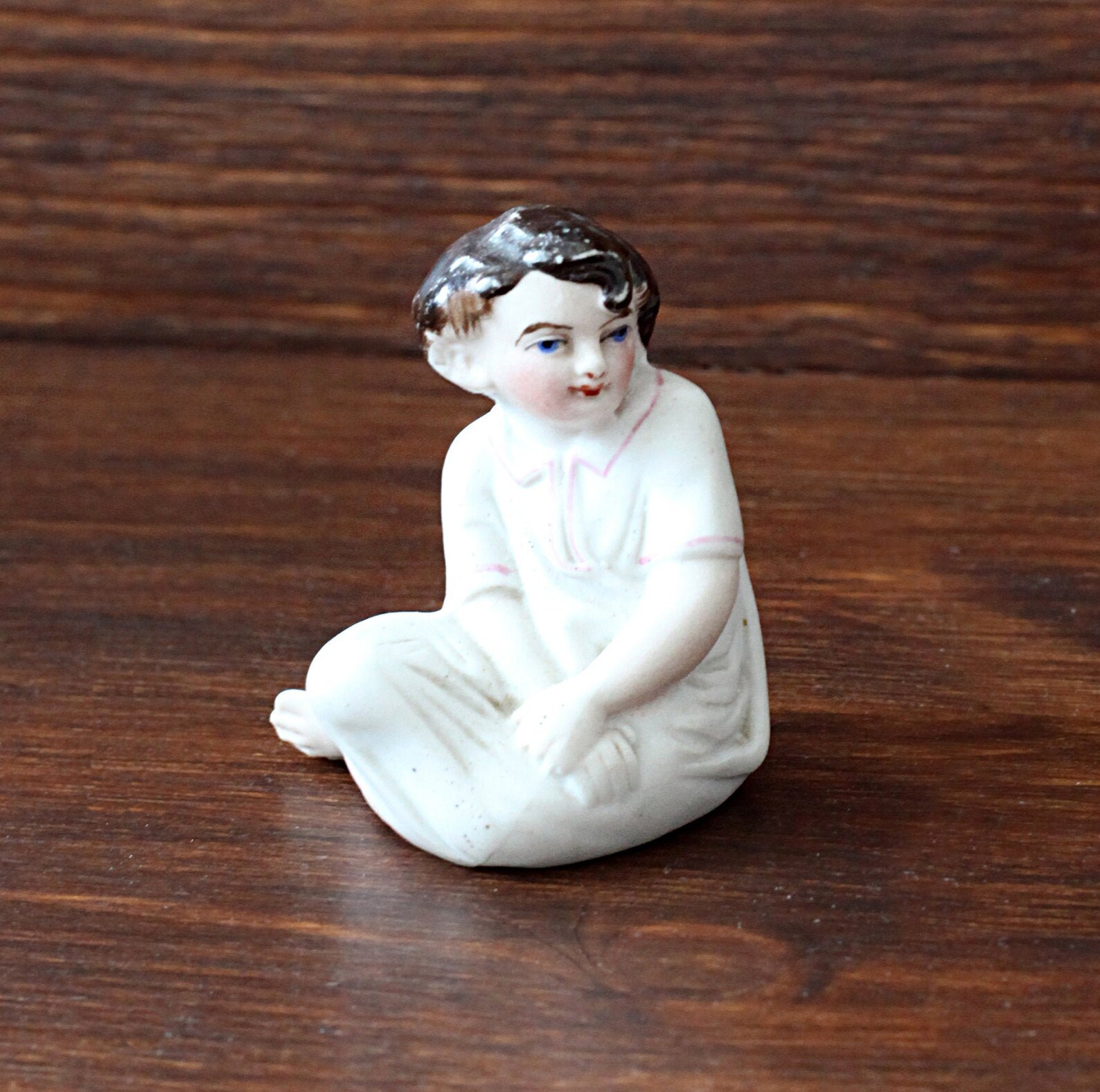 Vintage porcelain figurine boy Hand painted Made in 70s Etsy