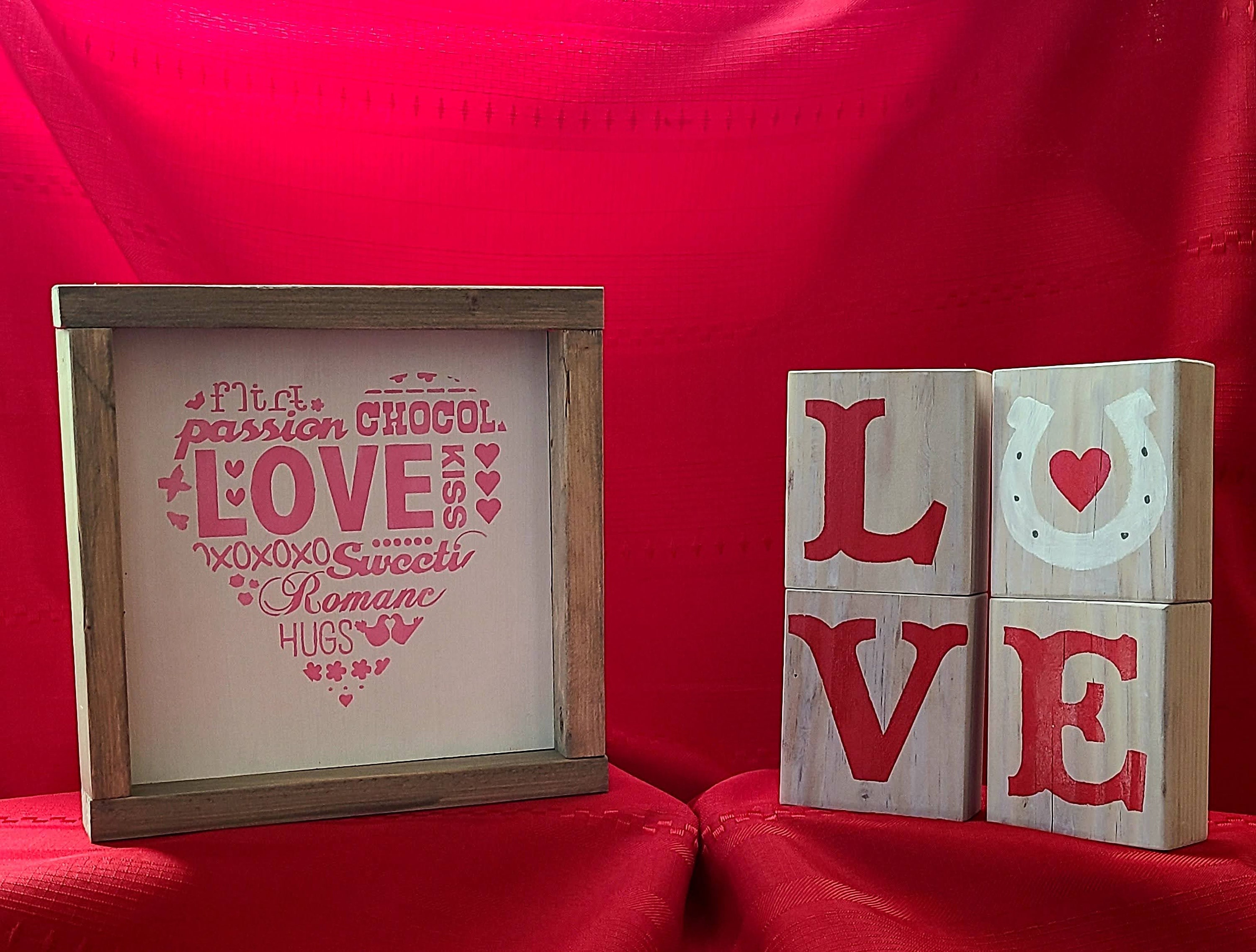 Valentine's Home Decor Love Blocks 4 Block Set Etsy