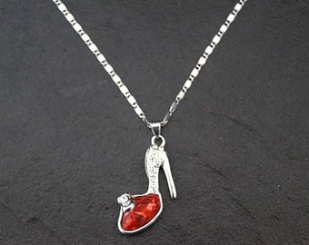 Cinderella Ruby Glass Slipper Necklace