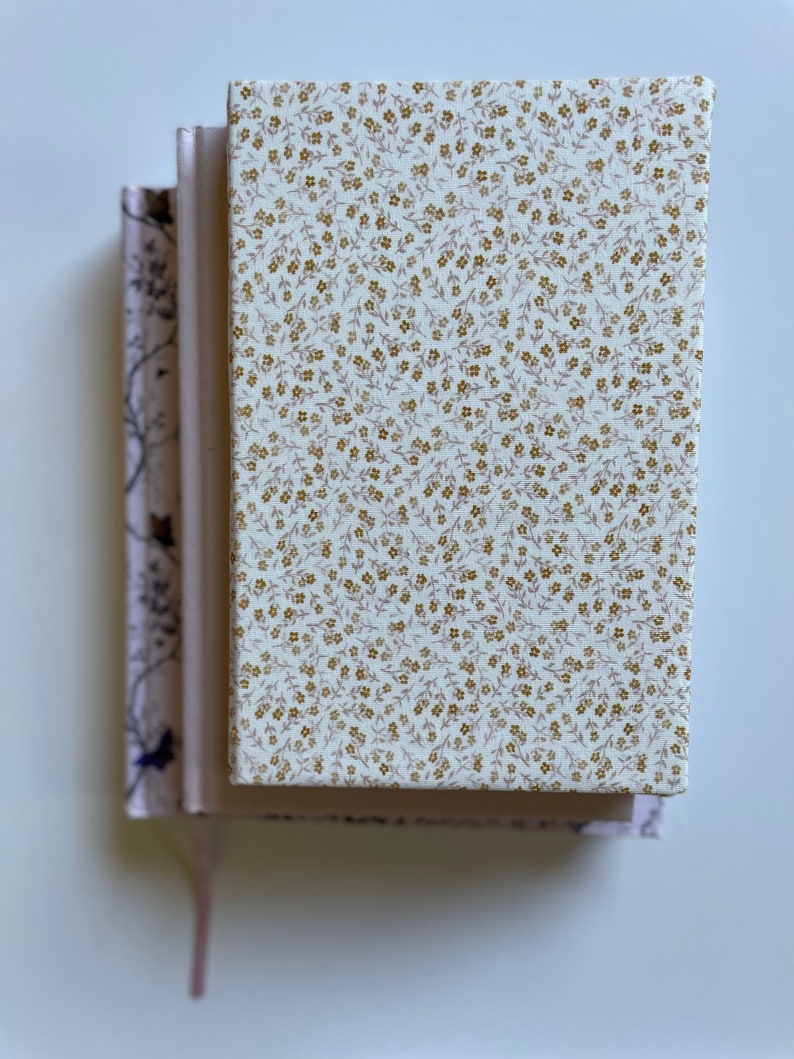 Hand Bound Hardcover Fabric Journals Neutral Florals