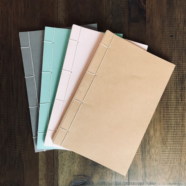 Hand-Bound Japanese Stab Binding 8.5" x 5.5" Journals (40 blank pages) - Plain