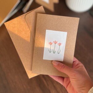 Hand Embroidered A2 size Tulips Card