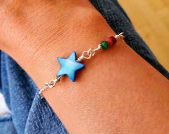 Silver Star Bracelet, Dainty Star Bracelet, Celestial Bracelet