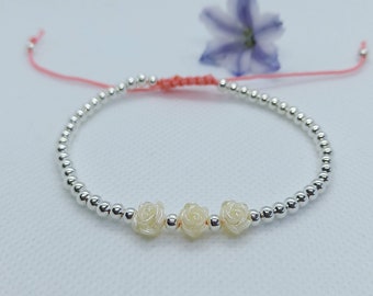 Silver Flower Bracelet, Flower Bracelet, Everyday Bracelet