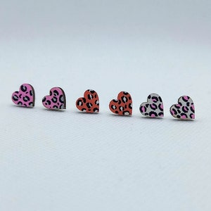 Animal Print Earrings, Leopard Earrings, Heart Earrings
