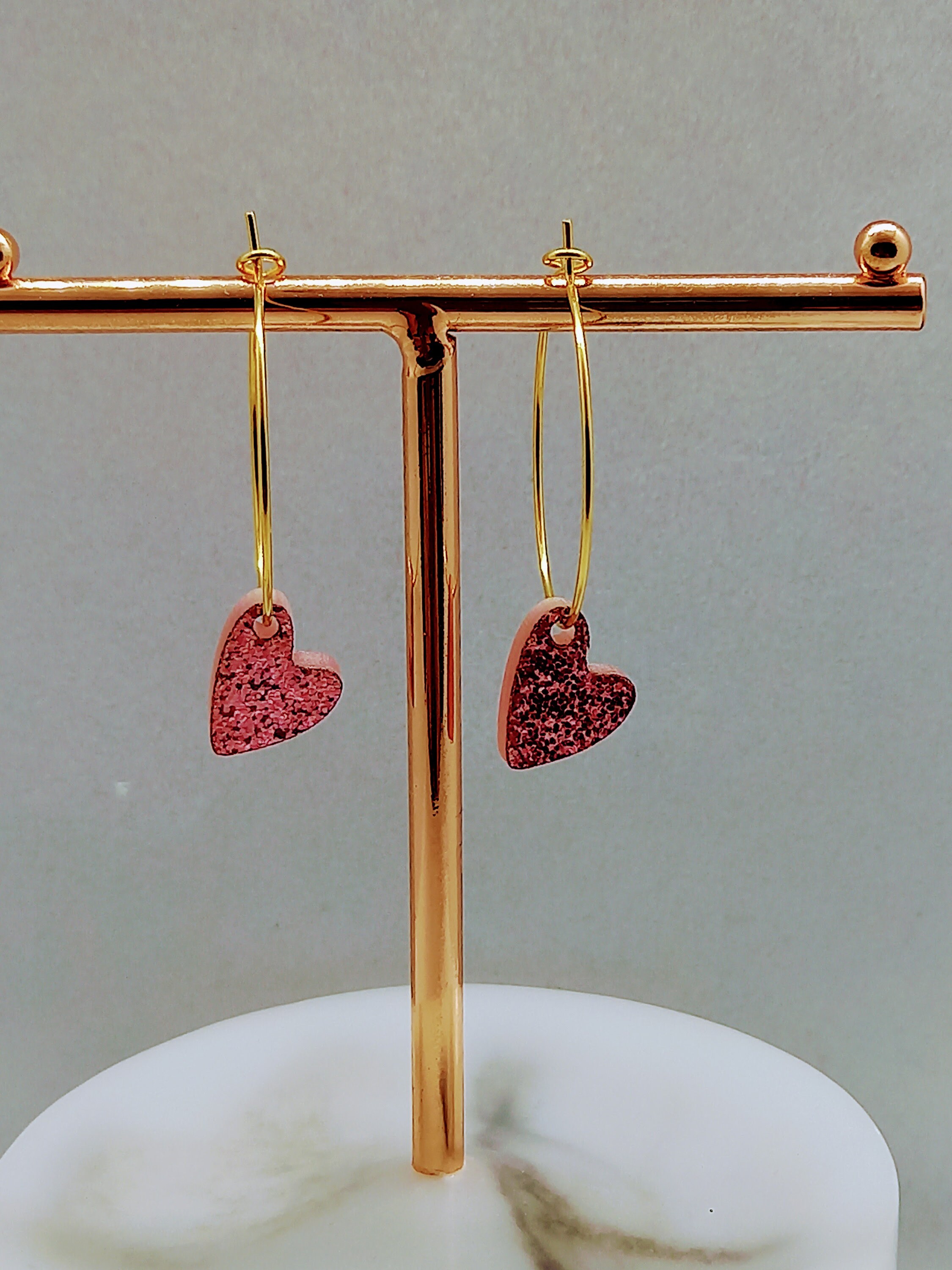 HAPPY HEART PINK GOLD MOP EARRINGS