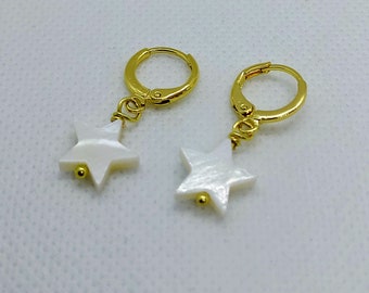 Star Hoops, Pendientes Star Hoop, Star Huggies, Gold Huggie Hoops