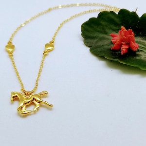 Horse Necklace Gold, Equestrian Necklace, Gift For Horse Lover, Horse Charm Necklace, Horse Lovers Jewellery