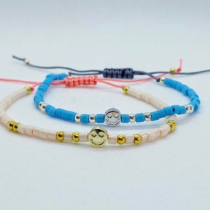 Smiley Face Bracelet, Emoji Bracelet, Beaded Bracelet