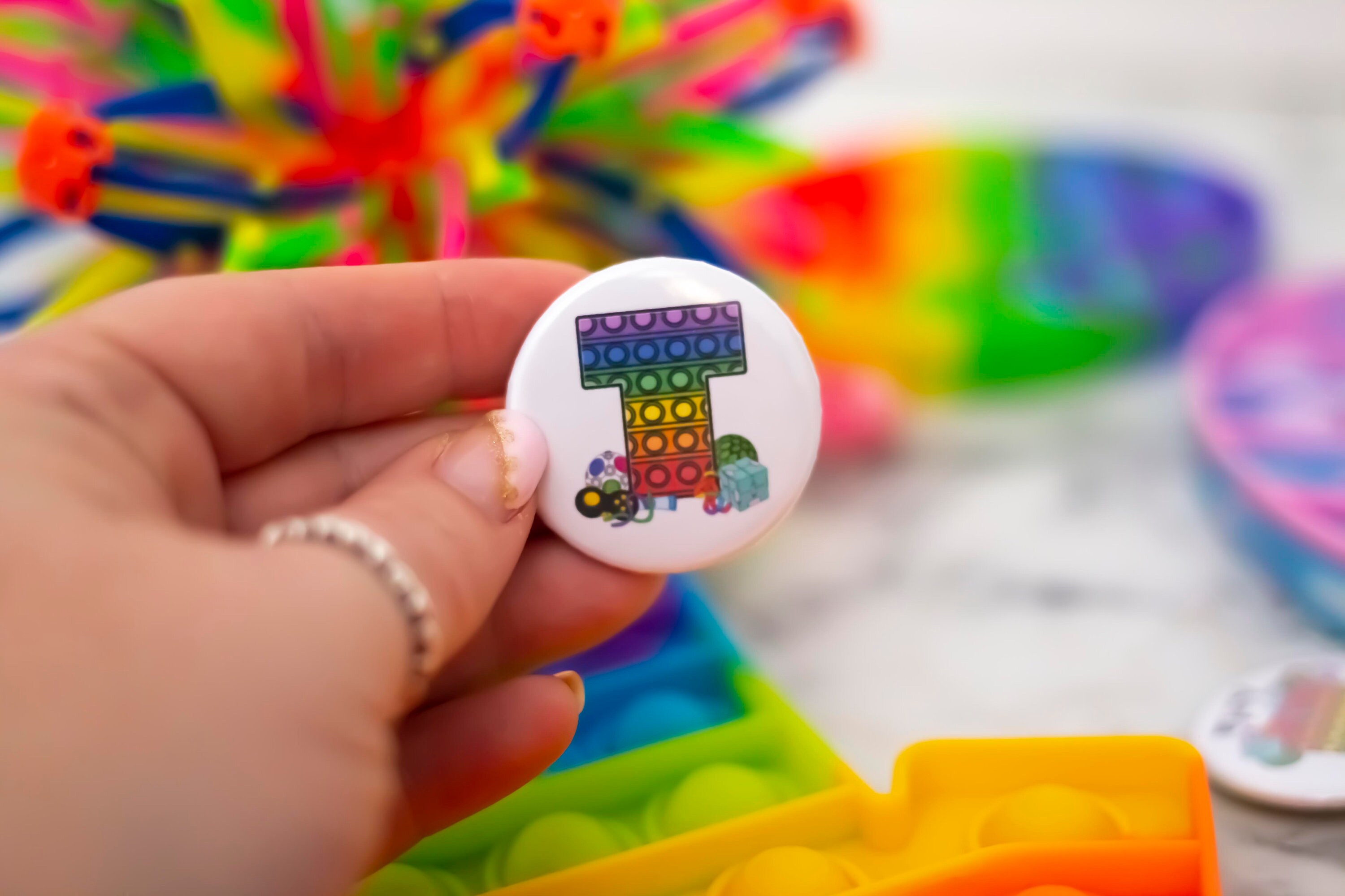 Personalised Badge Pop it Fidget Toy Party Bag Favours for | Etsy