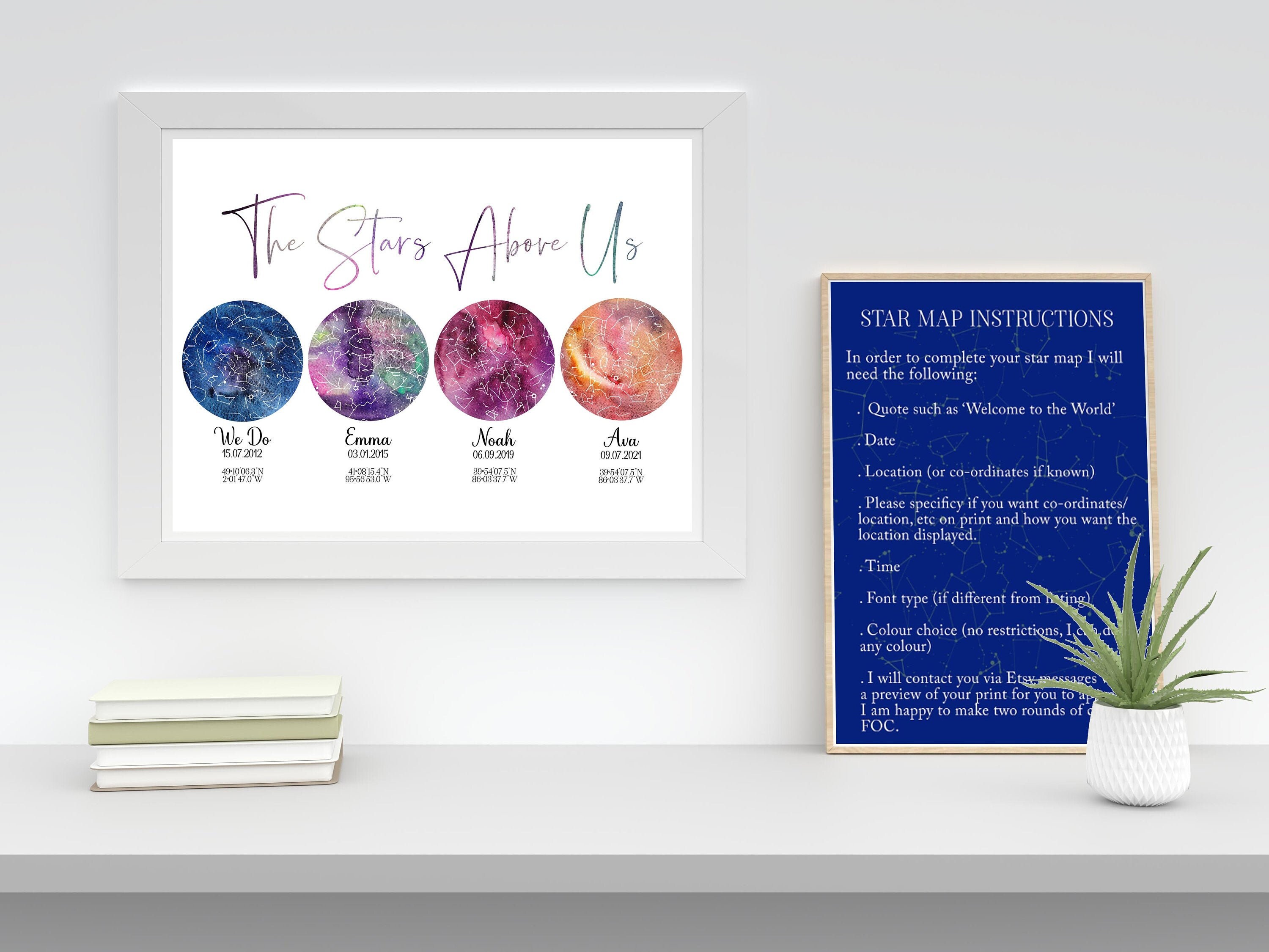 Night Sky Date And Location Custom Star Map With Multiple Dates Personalised Night Sky | Etsy