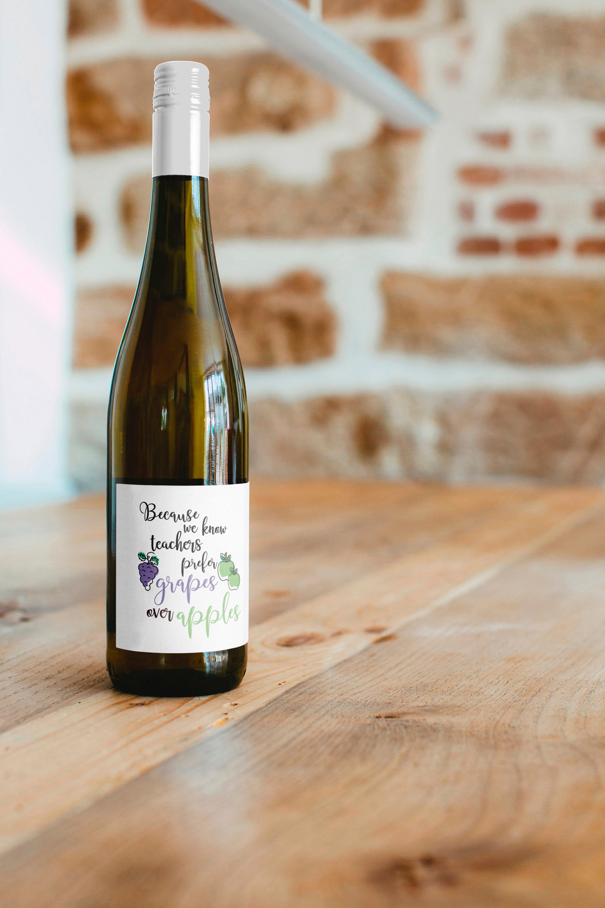 Wine bottle label teacher gift teachers prefer grapes over | Etsy