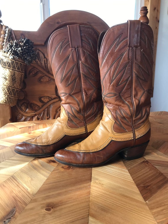 Vintage Handmade Two-Tone Western Boots, Mexican H
