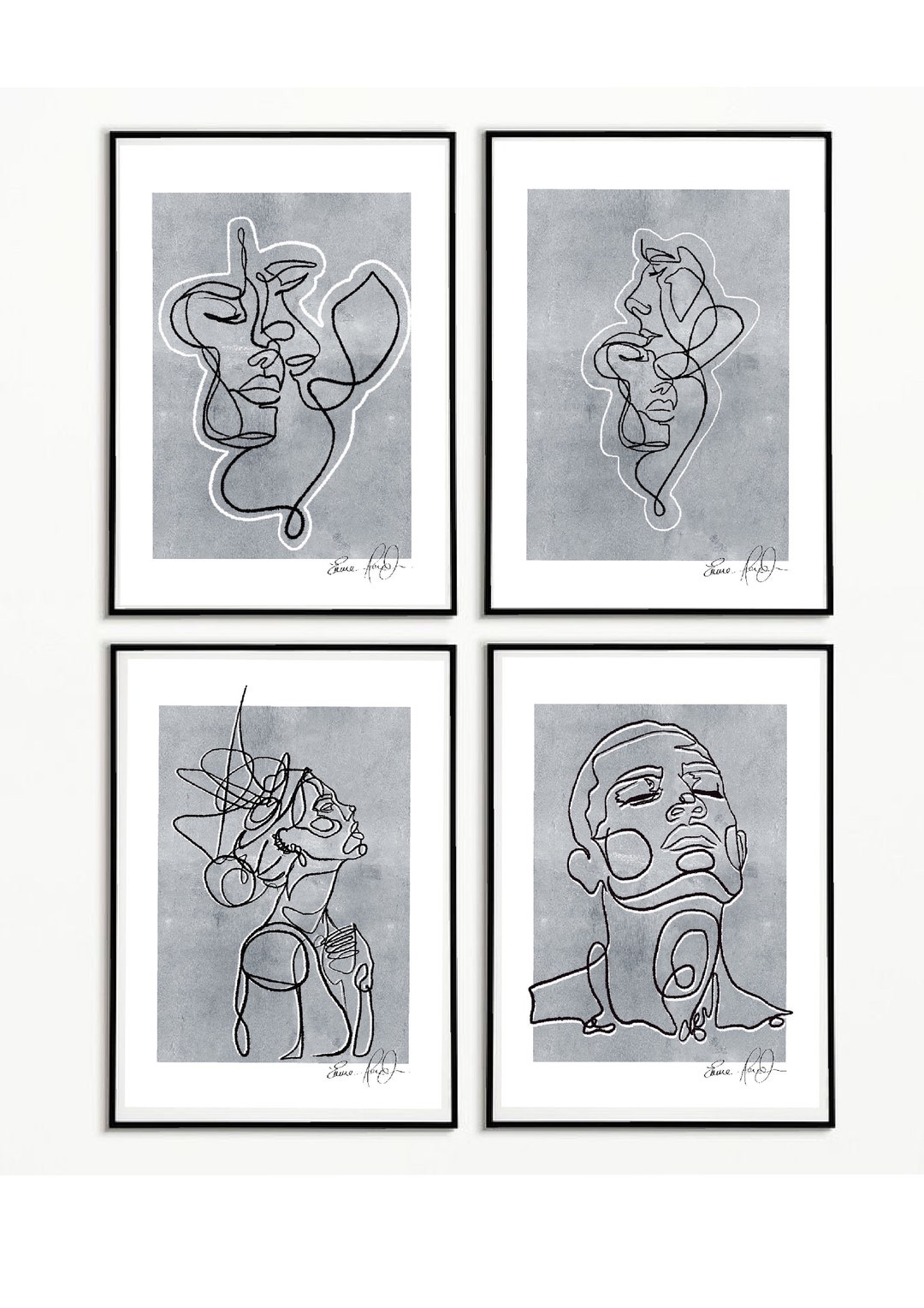 The Grey Collection - Minimalist Print Single Line Drawing Art Grey ...