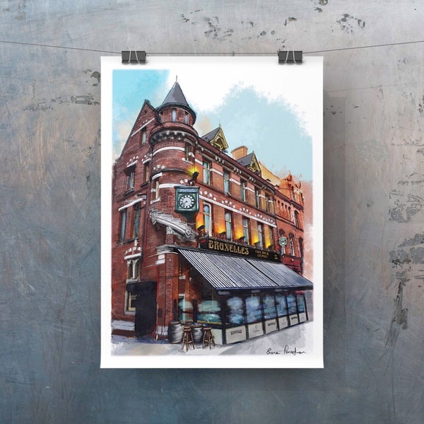 Bruxelles Irish pub iconic dublin music aesthetic building architecture Europe dublin print gift