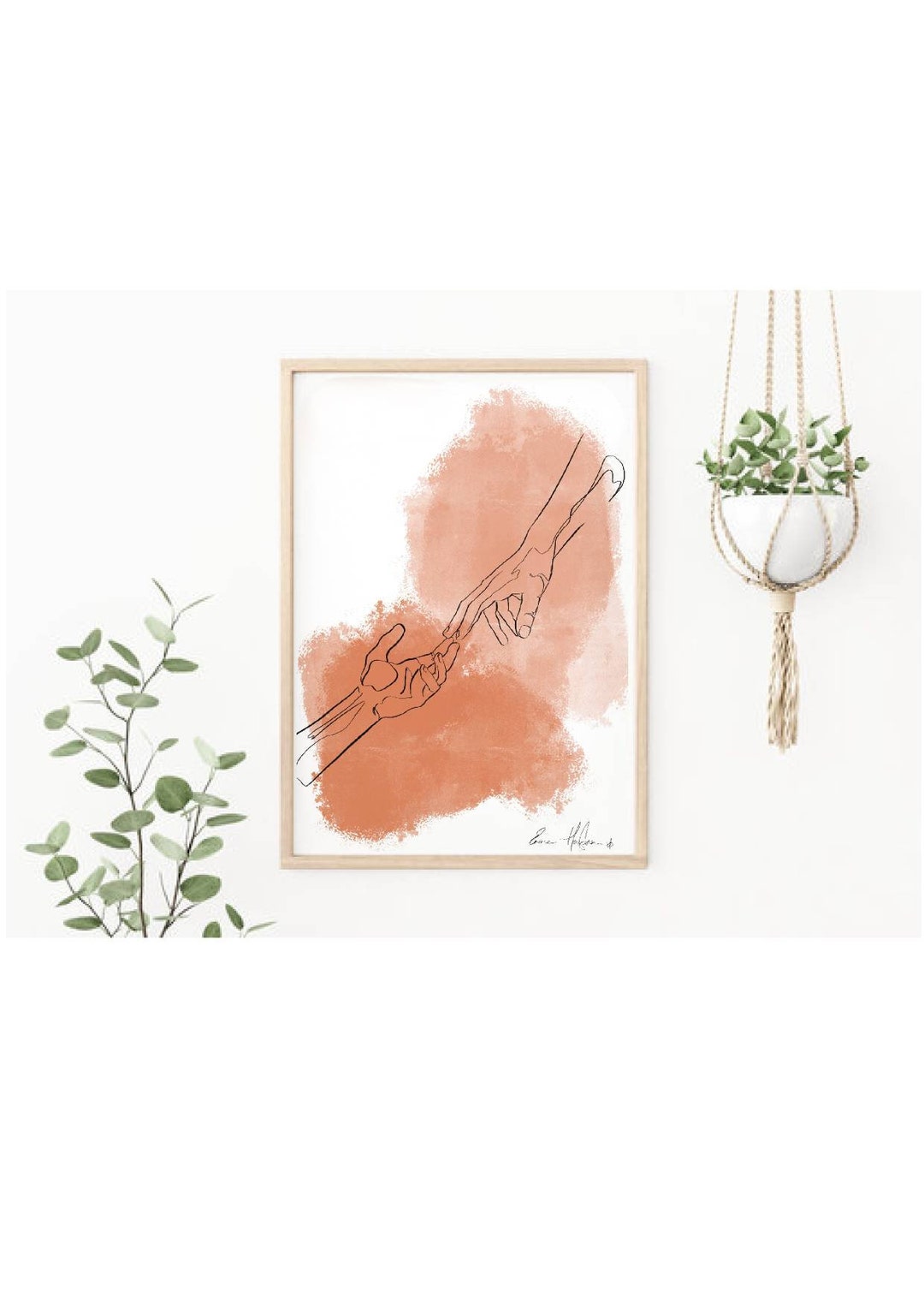 Missing You- Line Art, Minimalist Wall Print, Hands, Gift, Abstract ...