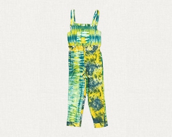 Electric Lemonade - Upcycled Tie-Dye Overalls from the MFC Beginnings Collection